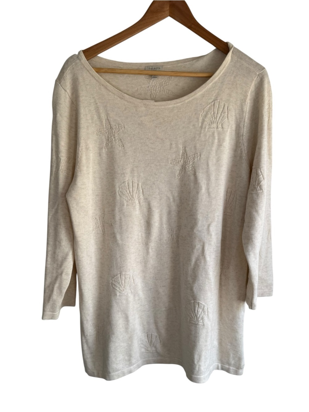Talbots‎ Seashell Embroidered Cotton Tunic Cream Large - Picture 3 of 9